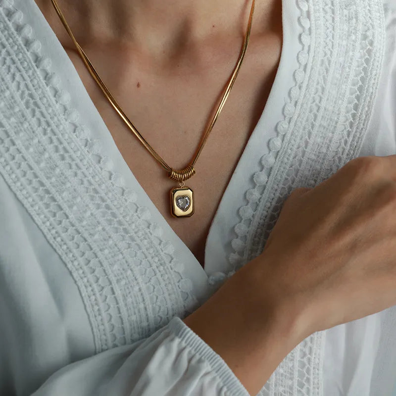Velour Heart Locket Chain